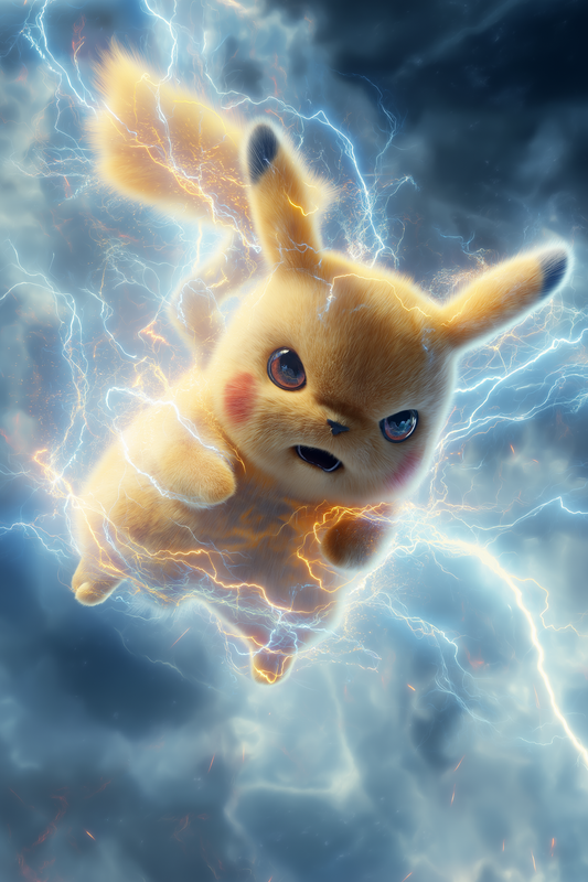 Thunder Spark – Glowing Acrylic Frame of Pikachu in Full Power Mode
